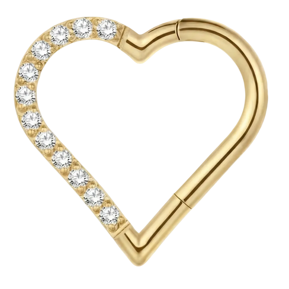 Clicker Segmenté Titane Avec Zircons - Coeur - Piercing Planet