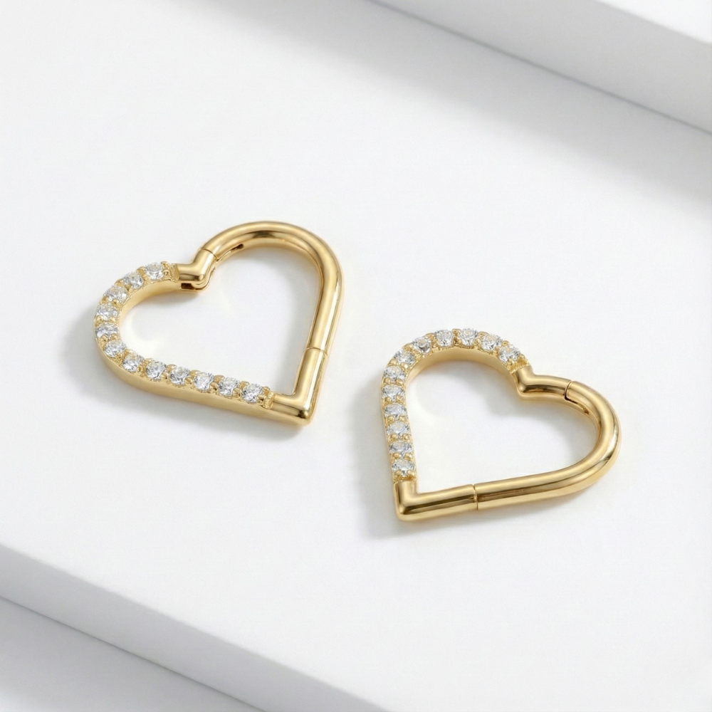 Clicker Segmenté Titane Avec Zircons - Coeur - Piercing Planet