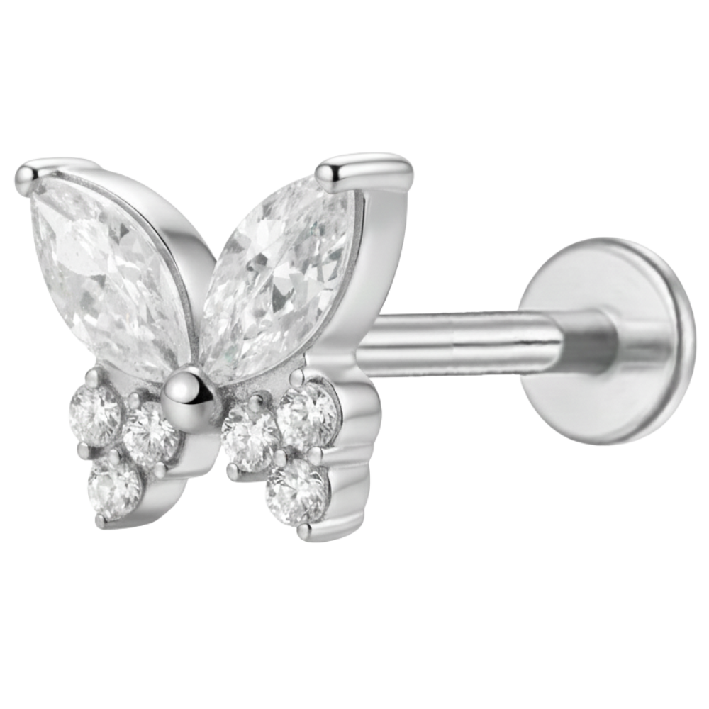 Labret Décoratif En Titane - Papillon Avec Zircons