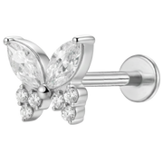 Labret Décoratif En Titane - Papillon Avec Zircons