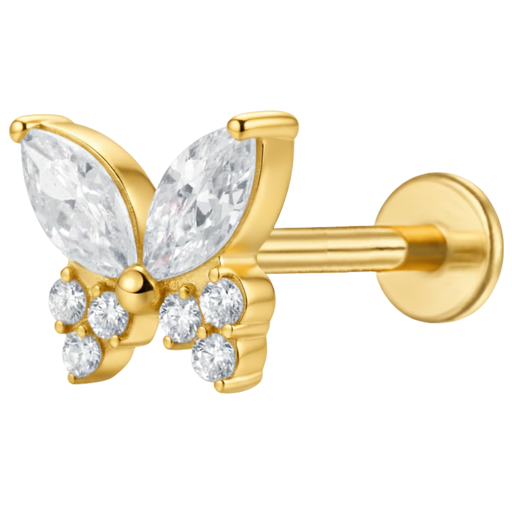 Labret Décoratif En Titane - Papillon Avec Zircons