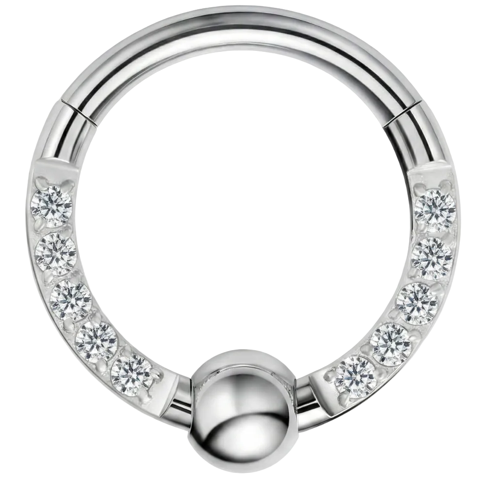 Clicker Segmenté Titane Avec Zircons et Boule - Cercle - Piercing Planet