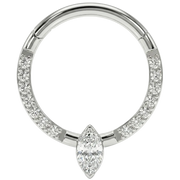 Titanium Segmented Clicker With Zircons and Diamonds - Circle - Piercing Planet
