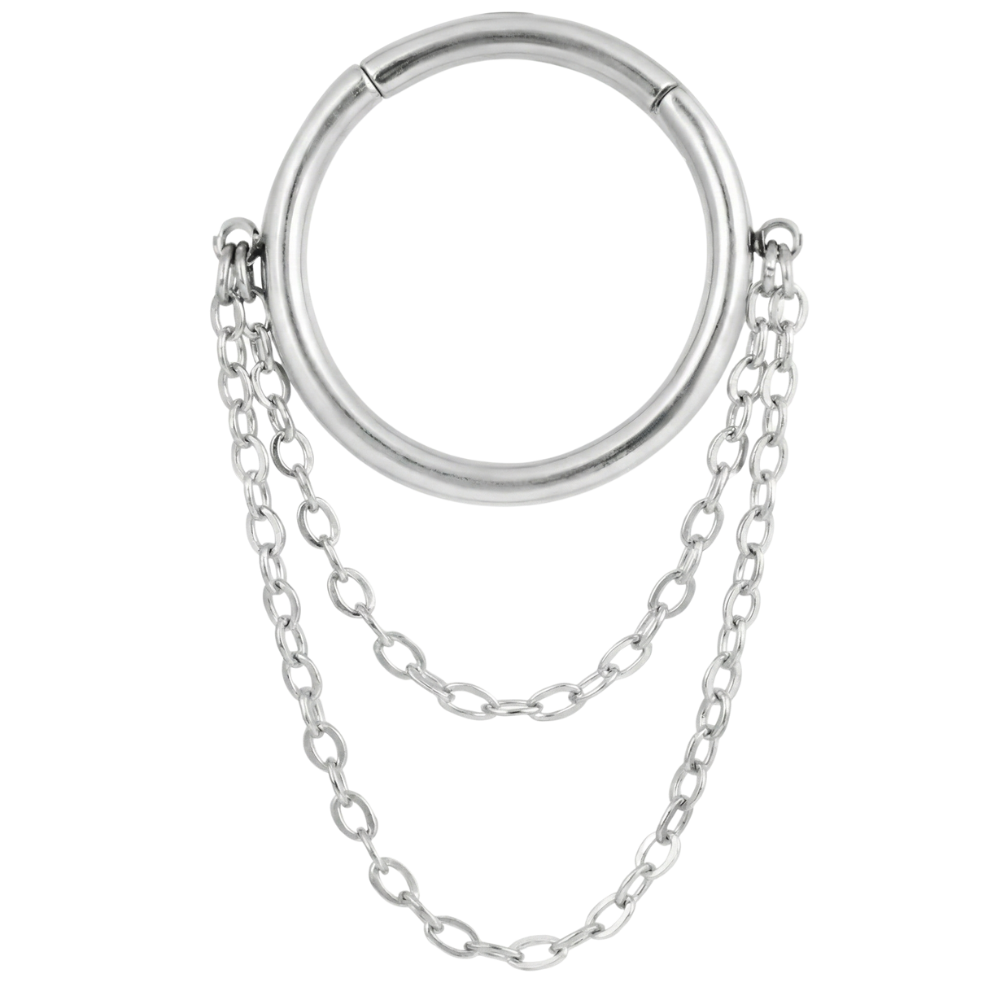 Clicker de segment en titane avec deux chaînes - Cercle