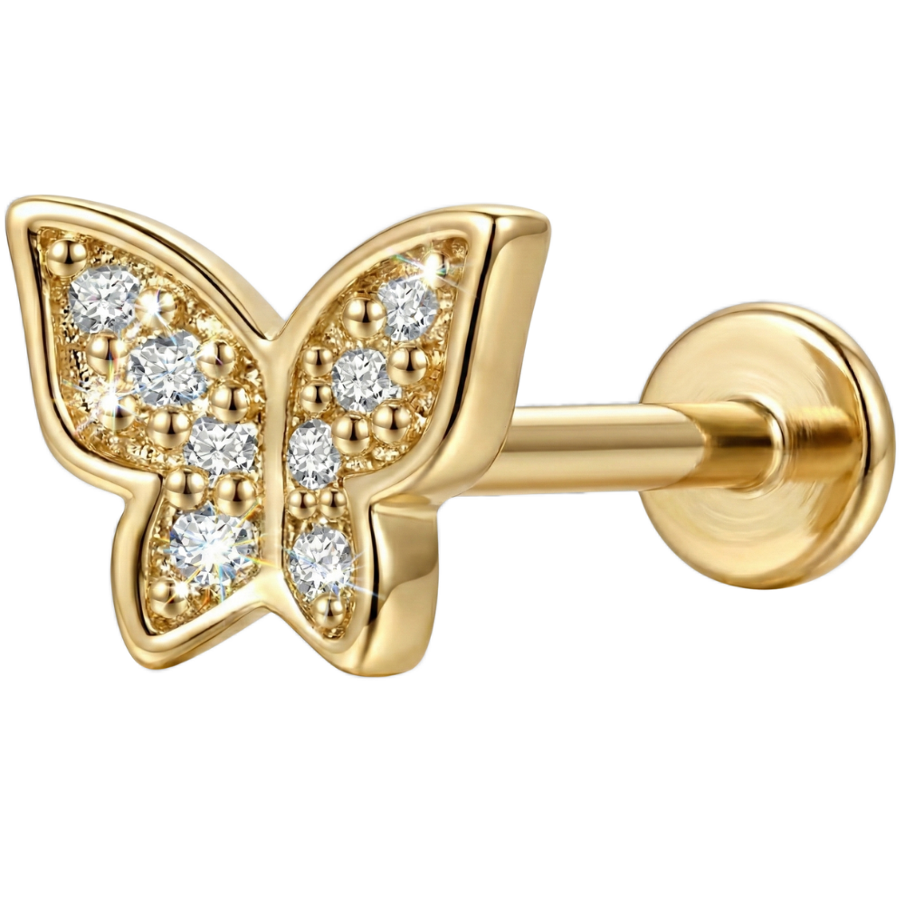 Titanium Decorative Labret - Butterfly with Cubic Zirconia