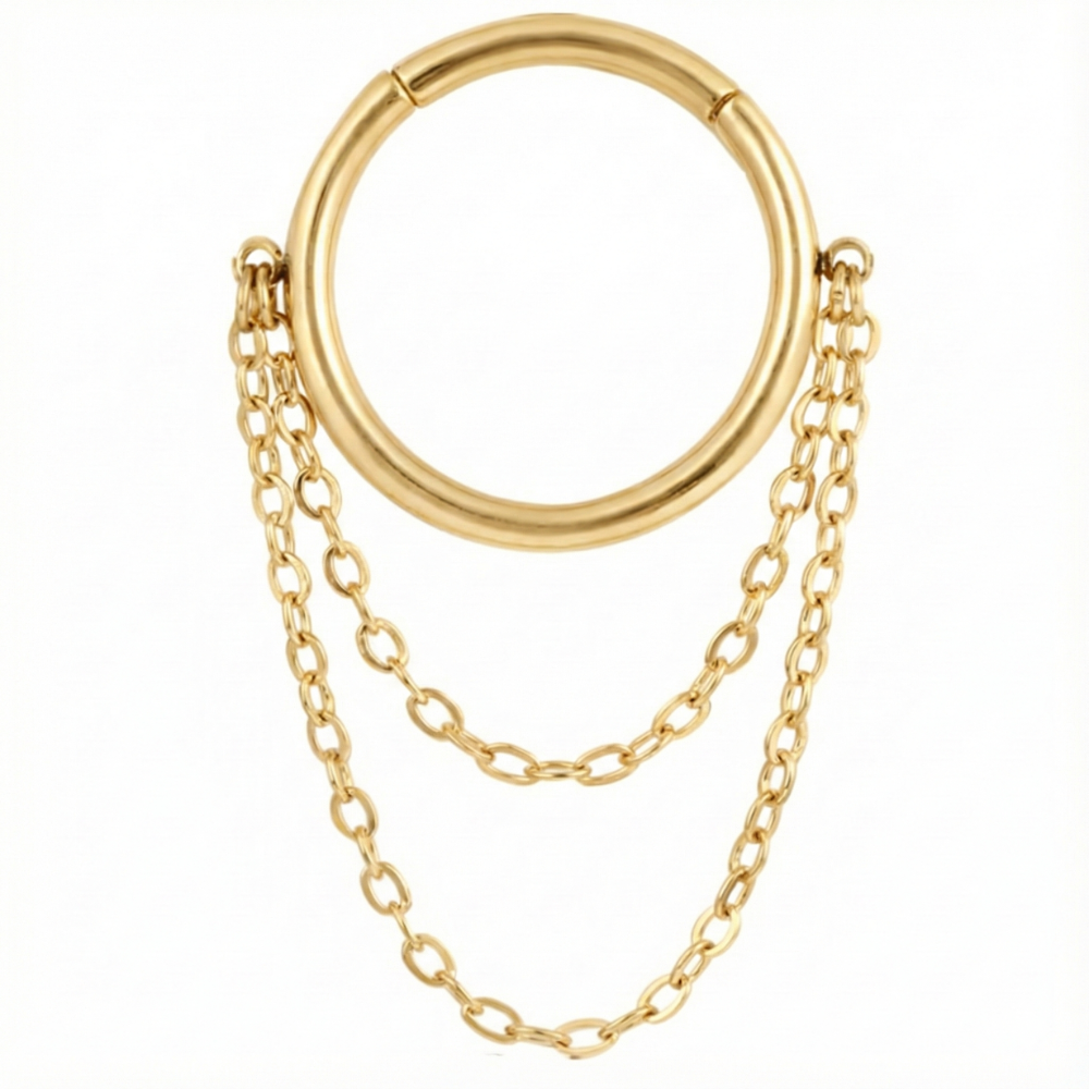 Clicker de segment en titane avec deux chaînes - Cercle