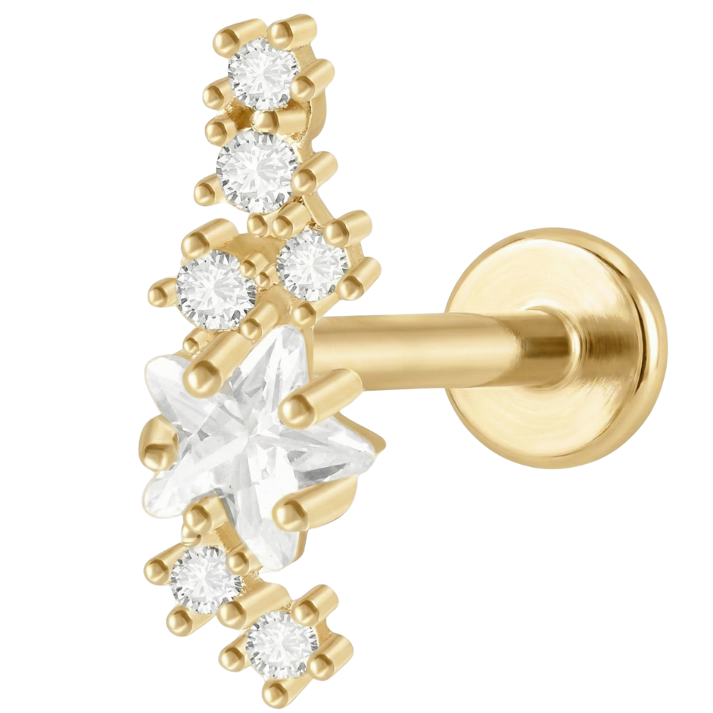 Labret Décoratif en Titane - Avec Zircons et Étoile