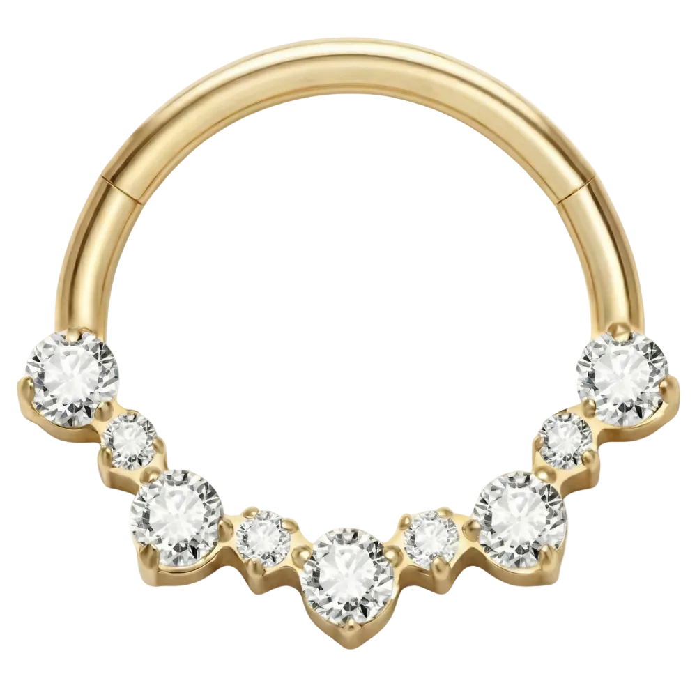 Clicker segmenté en titane avec zircons et diamants - Arc - Piercing Planet