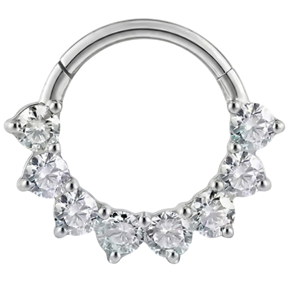 Titanium Segment Clicker With Cubic Zirconia, 8 Diamonds - Circle