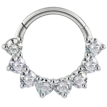 Titanium Segment Clicker With Cubic Zirconia, 8 Diamonds - Circle