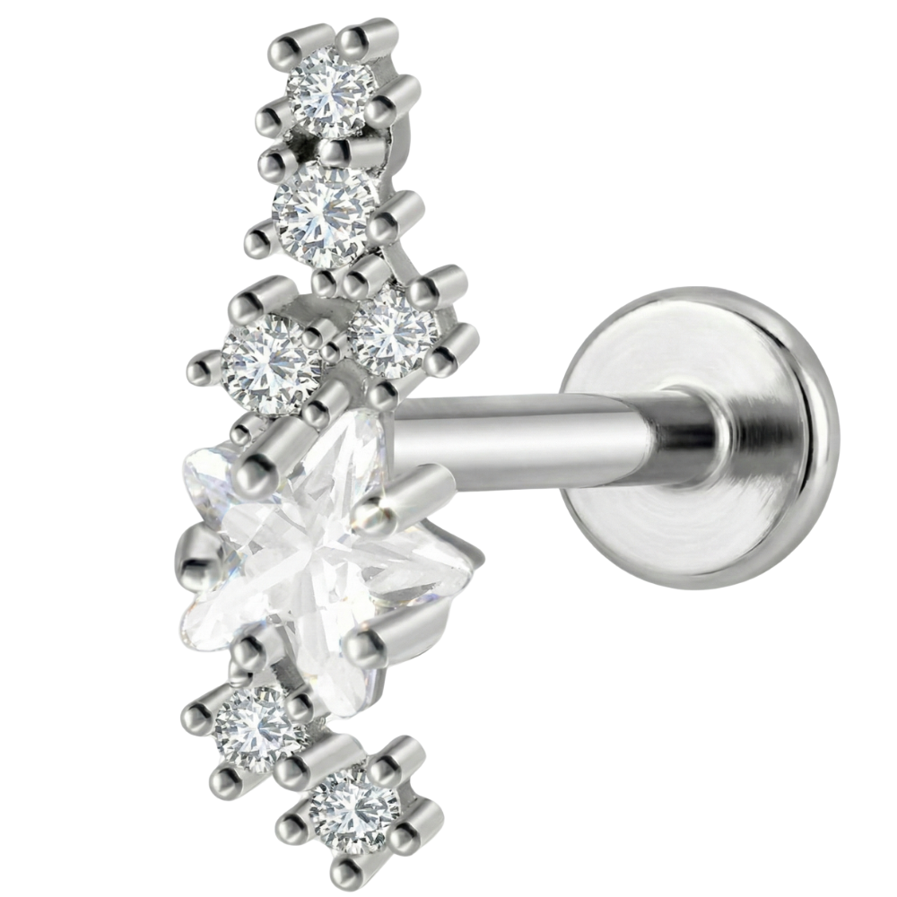 Labret Décoratif en Titane - Avec Zircons et Étoile