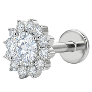 Labret Décoratif en Titane - Fleur Avec Zircons et Boules
