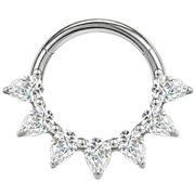Titanium Segmented Clicker With Zircons, 7 Diamonds - Circle - Piercing Planet