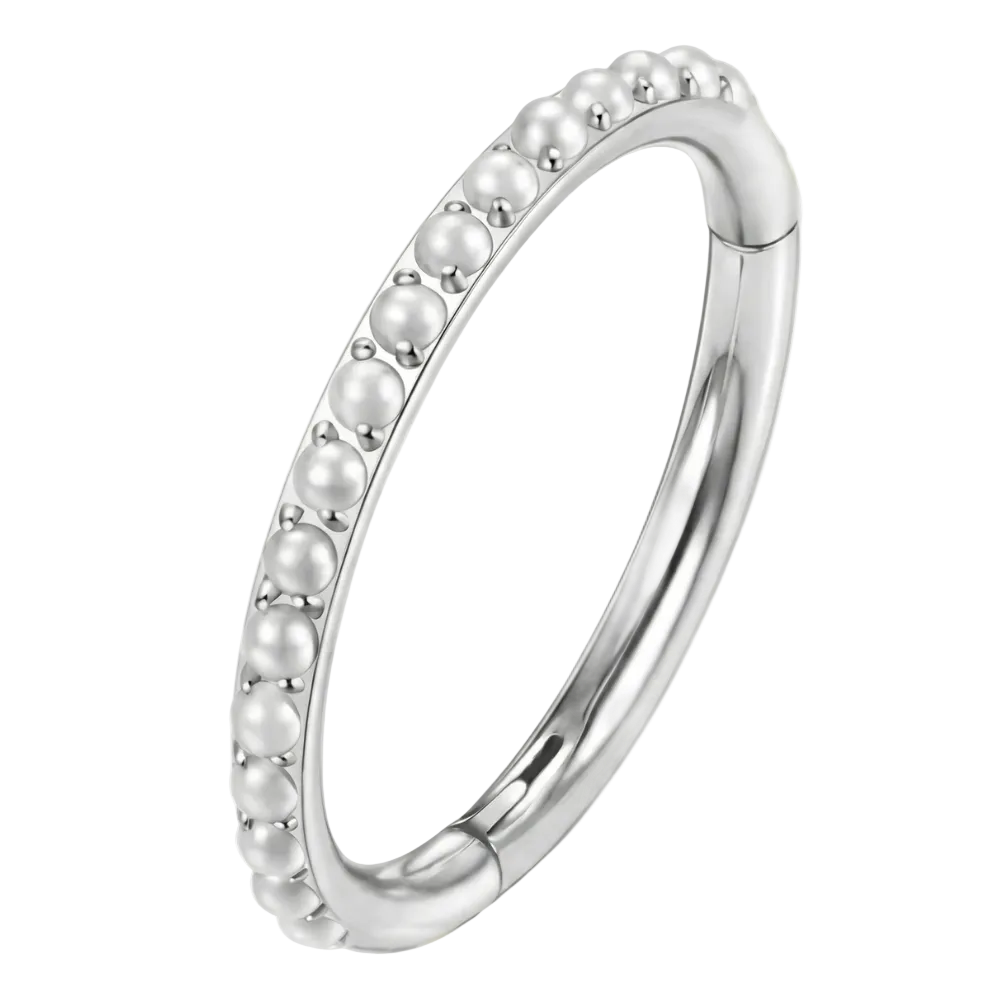 Titanium Segmented Clicker With Pearls - Circle - Piercing Planet