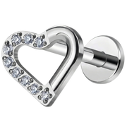 Titanium Decorative Labret - Heart with Cubic Zirconia