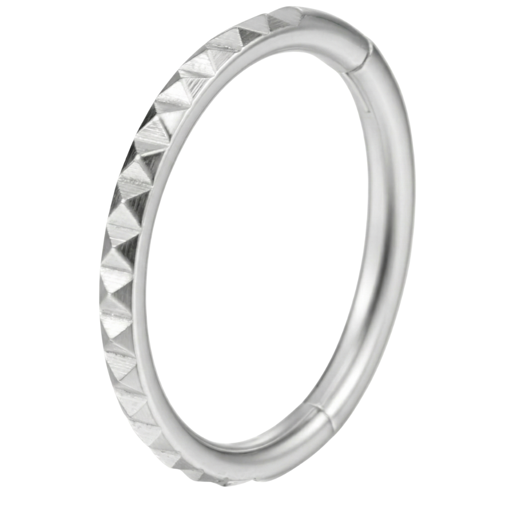 Titanium Clicker Segmented Diamond Cut Squares - Circles