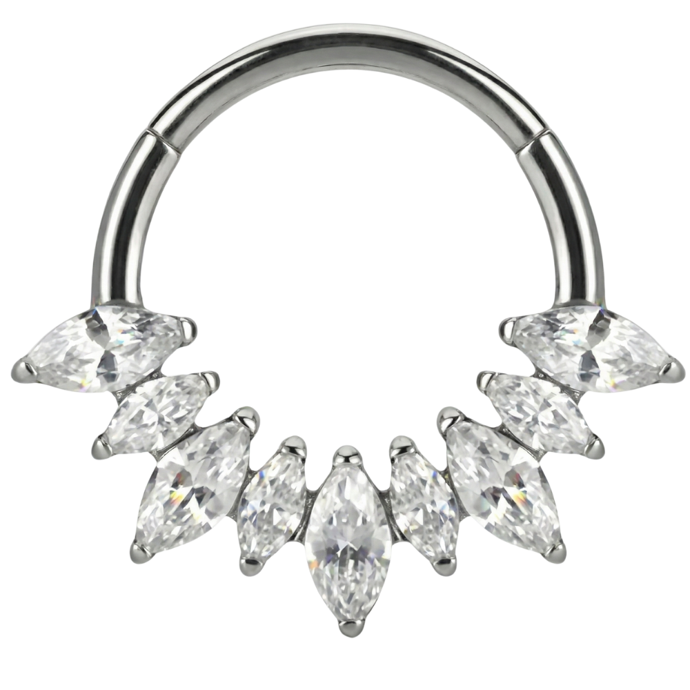 Clicker segment en titane avec 9 zircones cubiques - Cercle