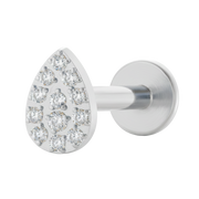 Decorative Titanium Labret - Teardrop With Cubic Zirconia