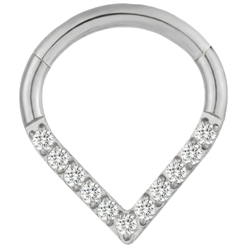 Clicker Segmenté Titane Avec Zircons - Larme - Piercing Planet