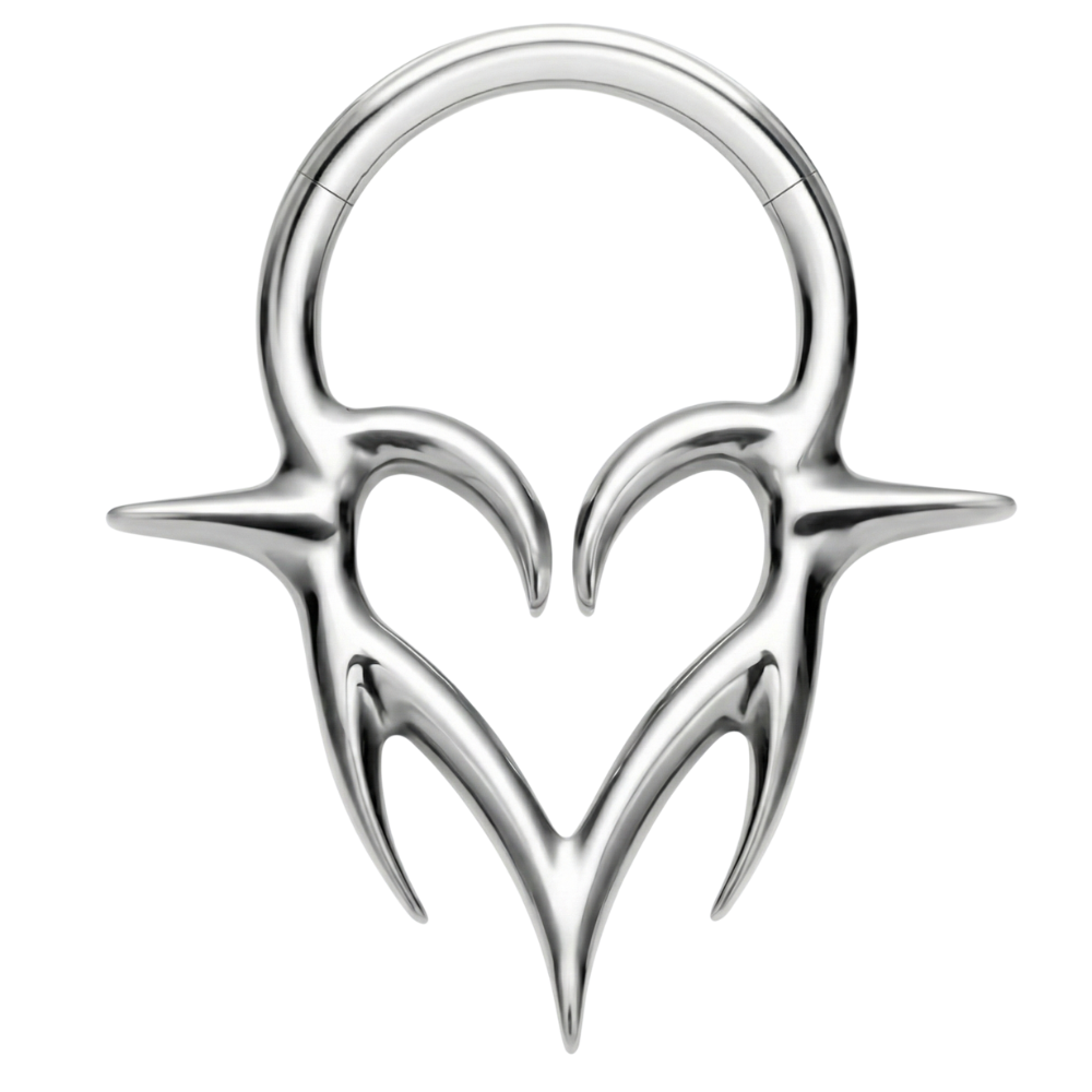 Clicker segmenté en titane - Coeur avec pointes