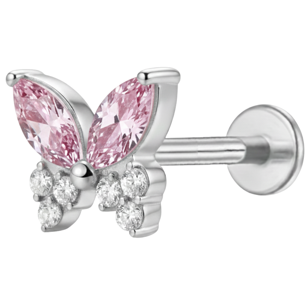 Labret Décoratif En Titane - Papillon Avec Zircons