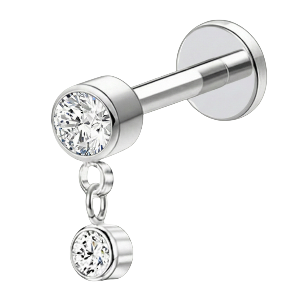 Labret Décoratif en Titane - Avec Pendentif et Zircons Cubiques