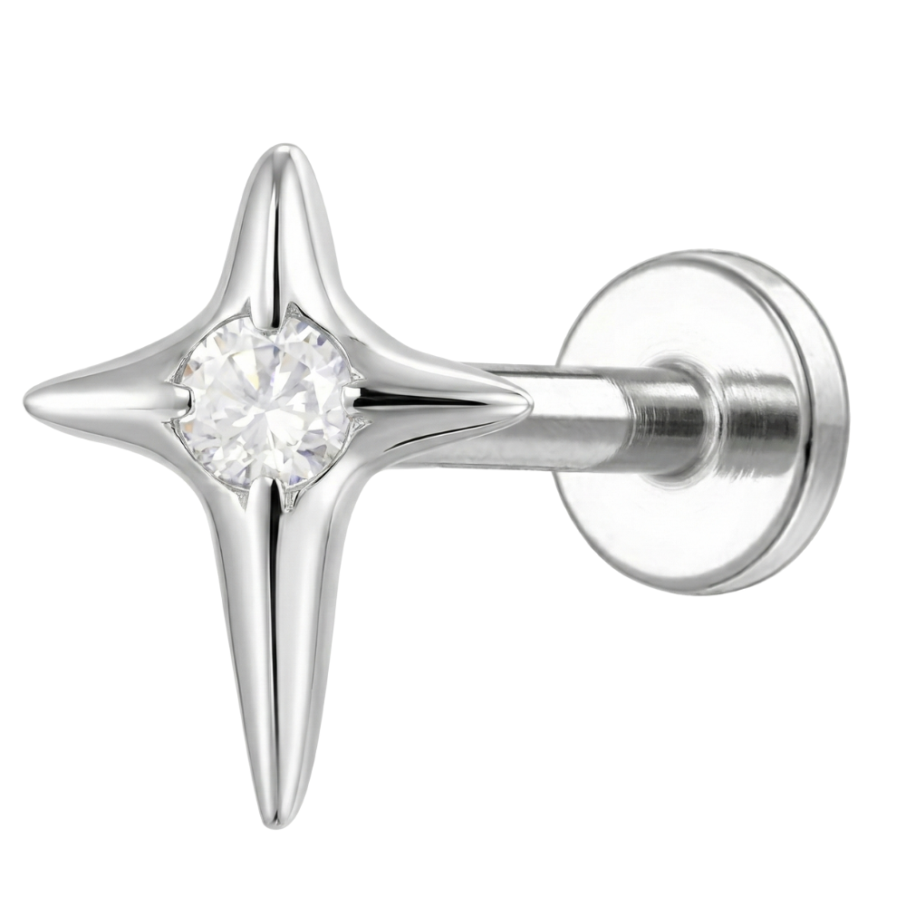 Decorative Titanium Labret - Star with Cubic Zirconia