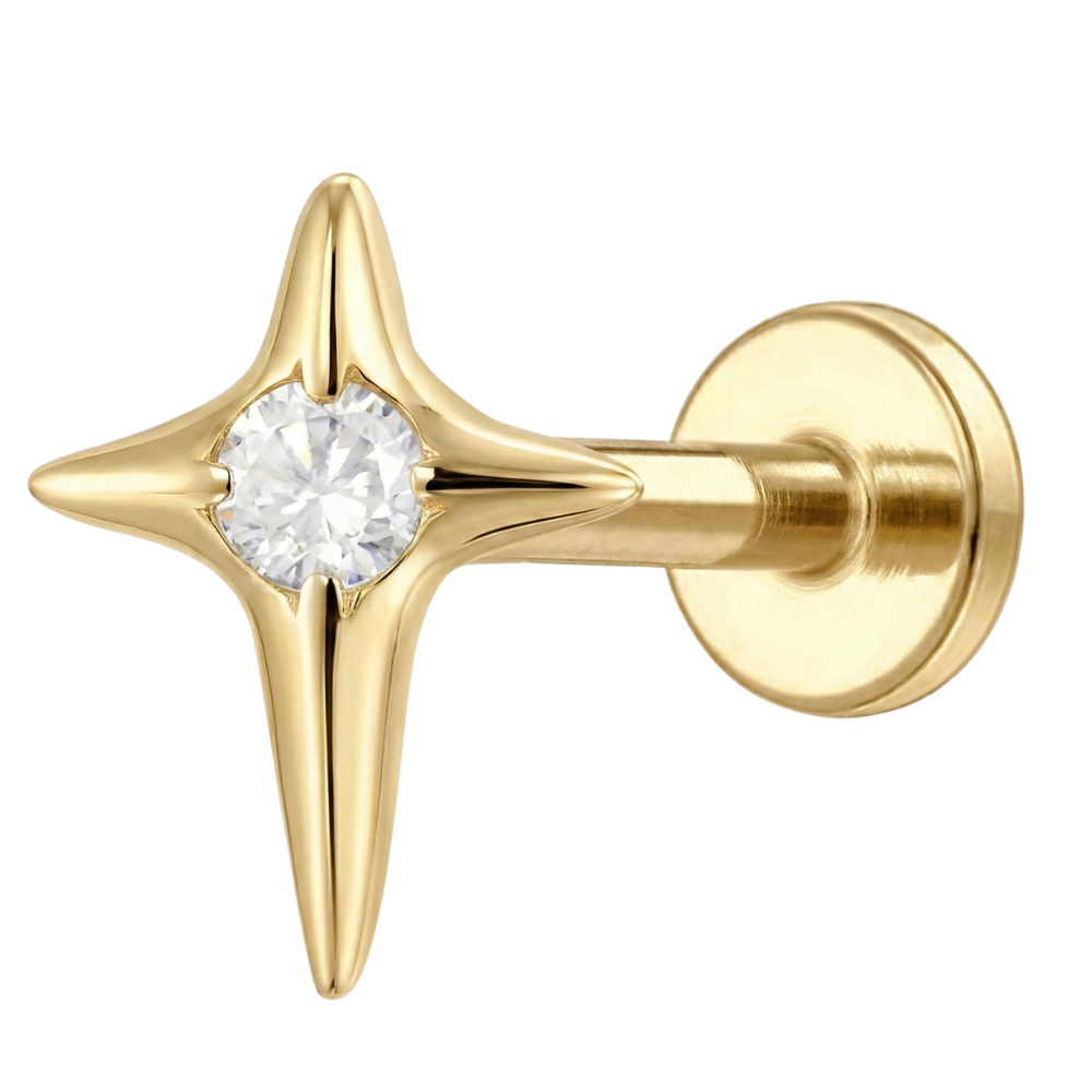 Decorative Titanium Labret - Star with Cubic Zirconia