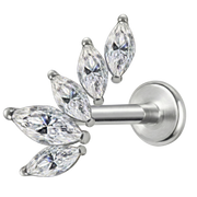 Labret Décoratif En Titane - Feuille Avec Zircons