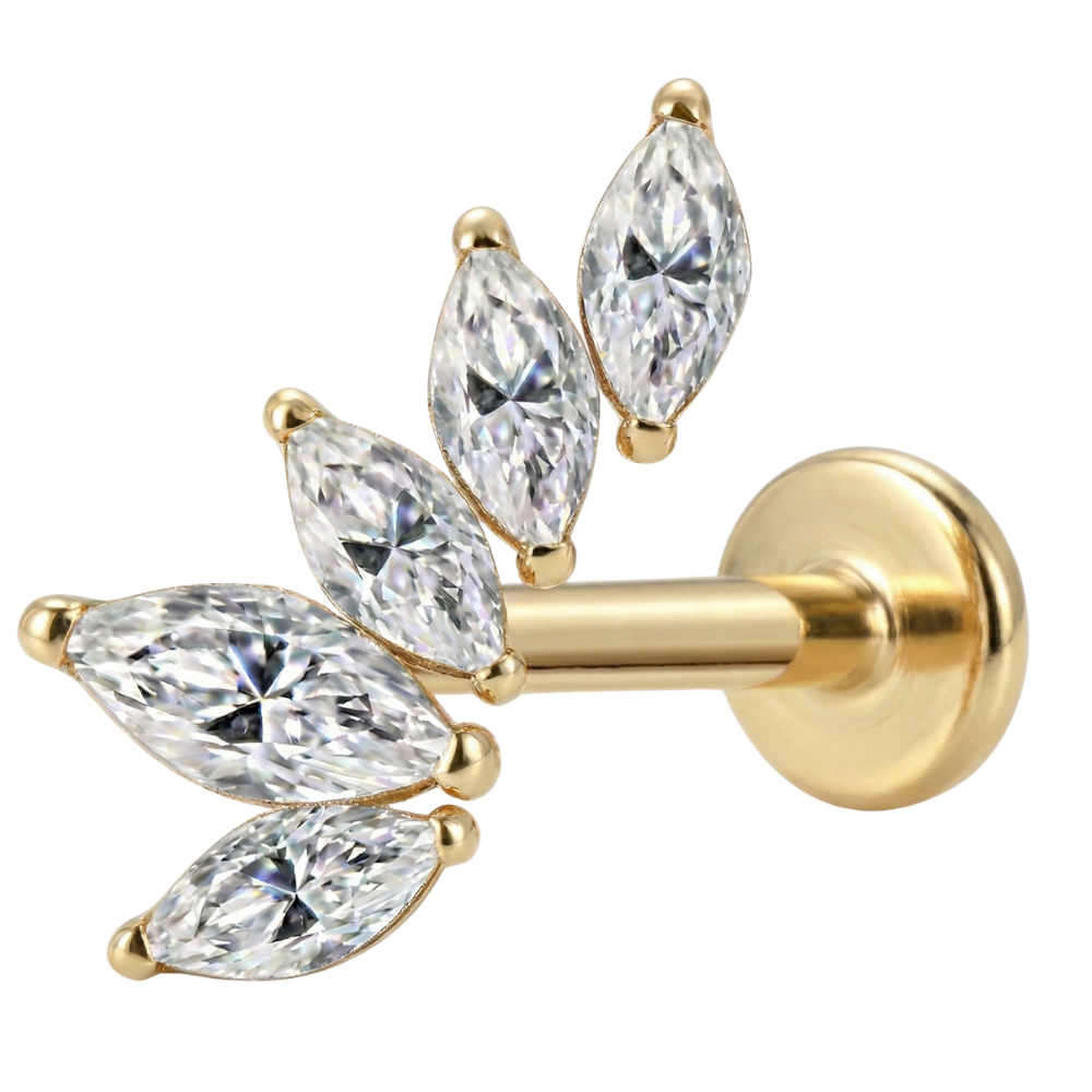 Decorative Titanium Labret - Leaf with Cubic Zirconia