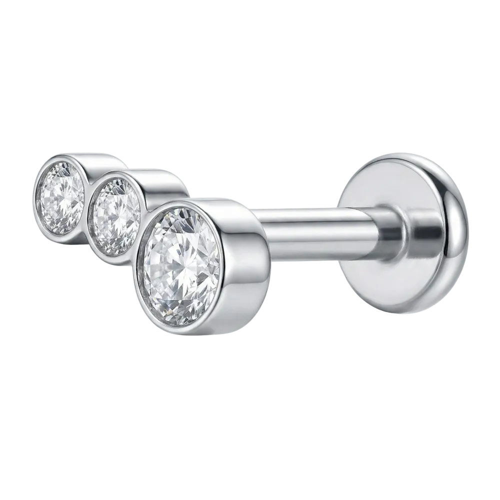Labret Décoratif en Titane - Avec Trois Zircons Cubiques