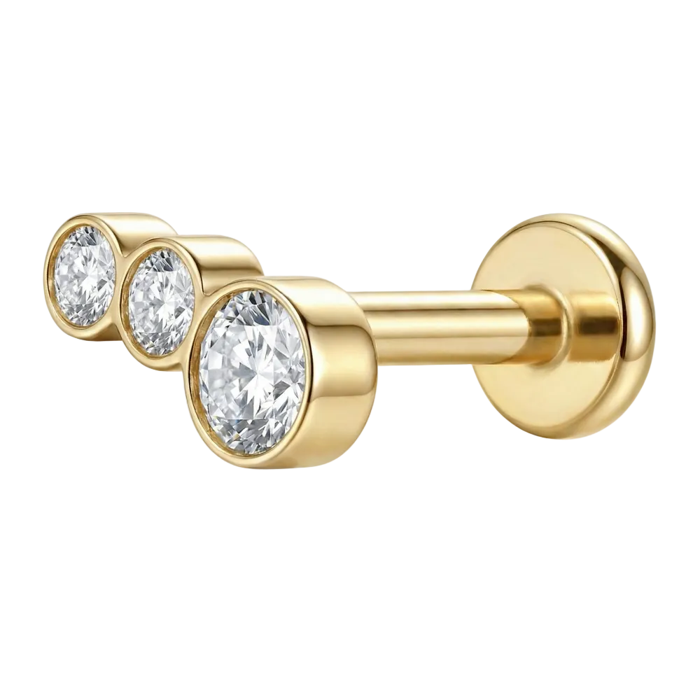 Labret Décoratif en Titane - Avec Trois Zircons Cubiques