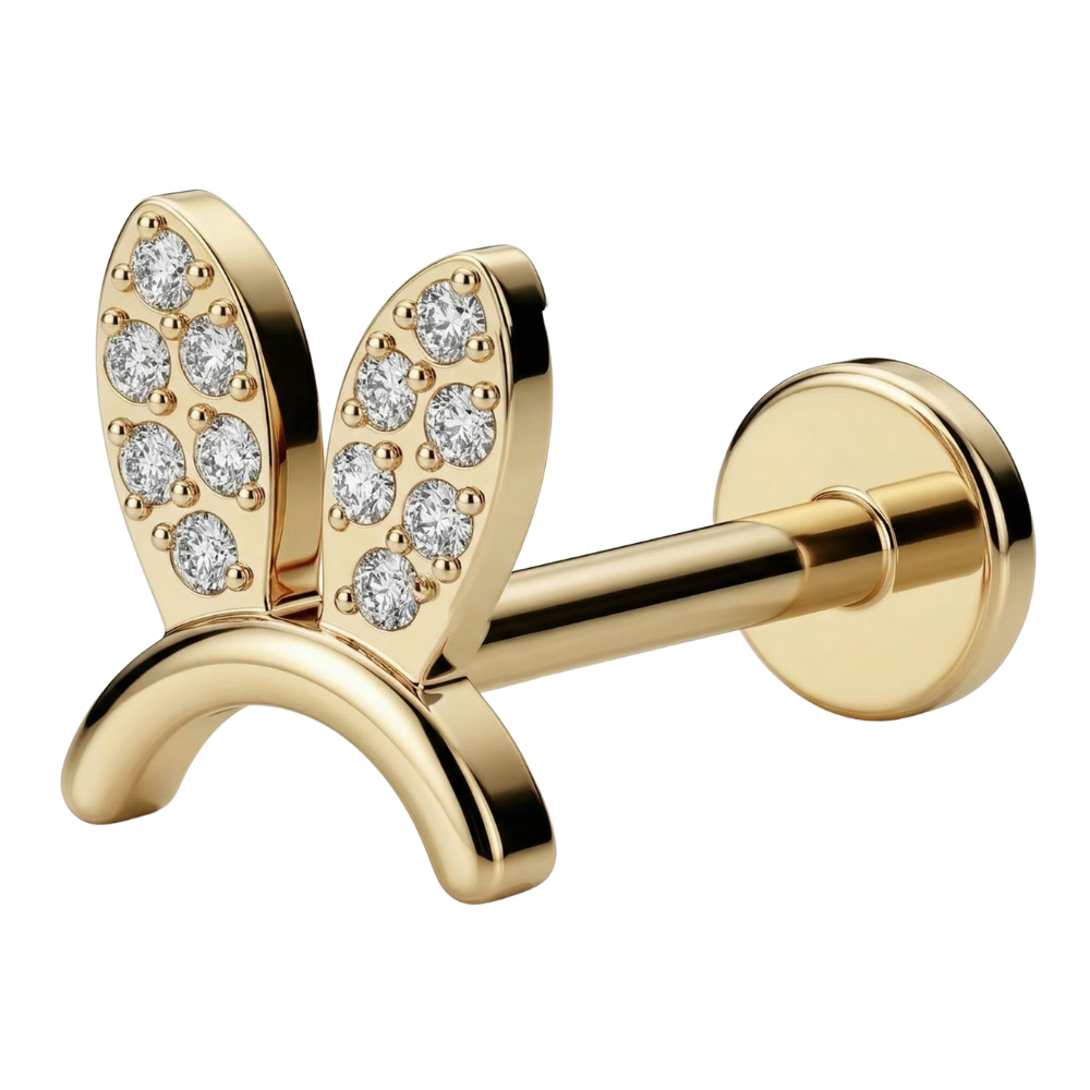 Labret Décoratif en Titane - Lapin avec Zircons