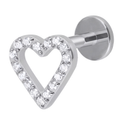 Titanium Decorative Labret - Sparkling Heart with Cubic Zirconia