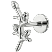 Labret Décoratif En Titane - Branche Avec Feuilles