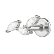 Labret Décoratif En Titane - Trois Feuilles Avec Zircons