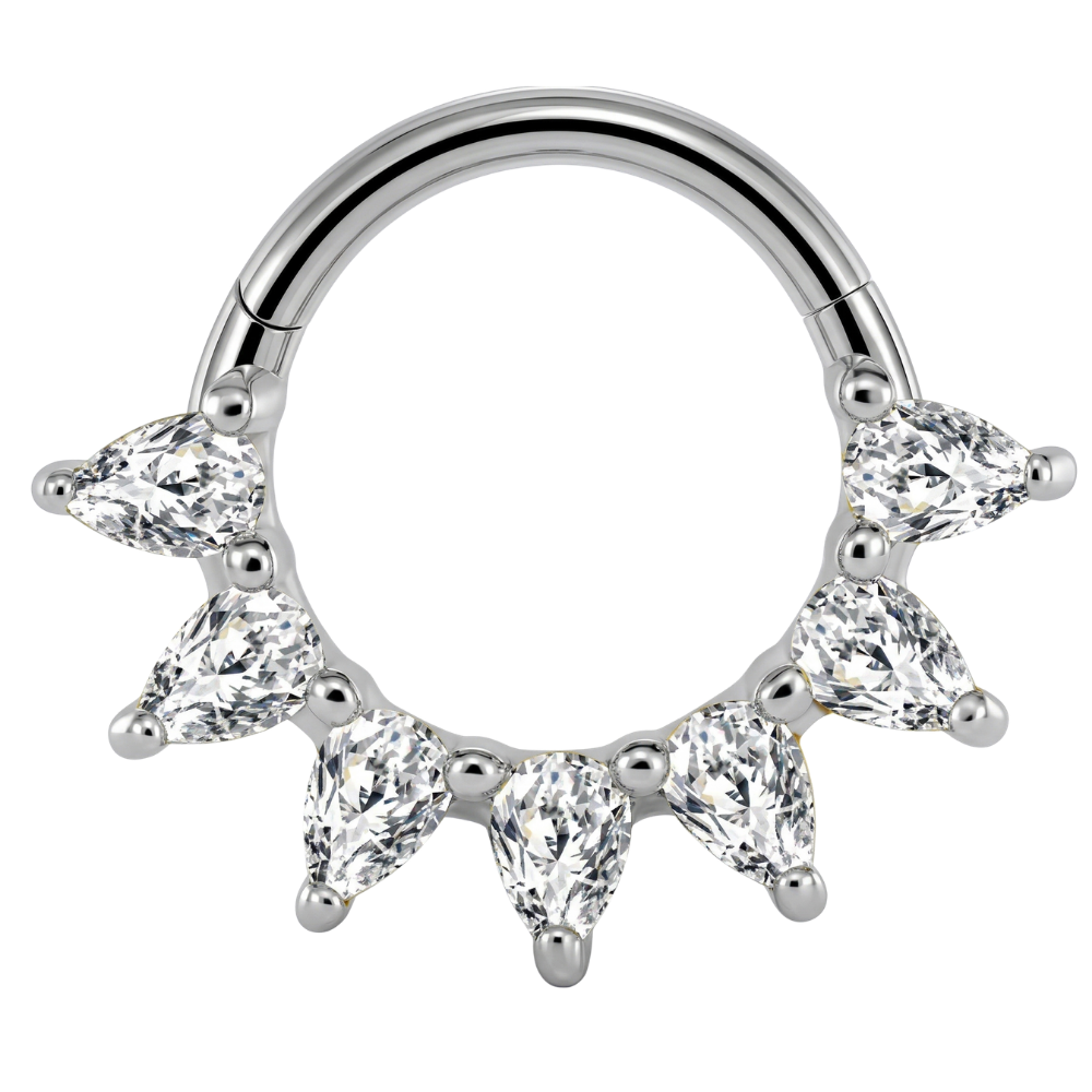 Stalowy Clicker Segmentowy 7 Cyrkonii - Kółko