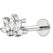Labret Décoratif En Titane - Fleur De Lotus Avec Zircons