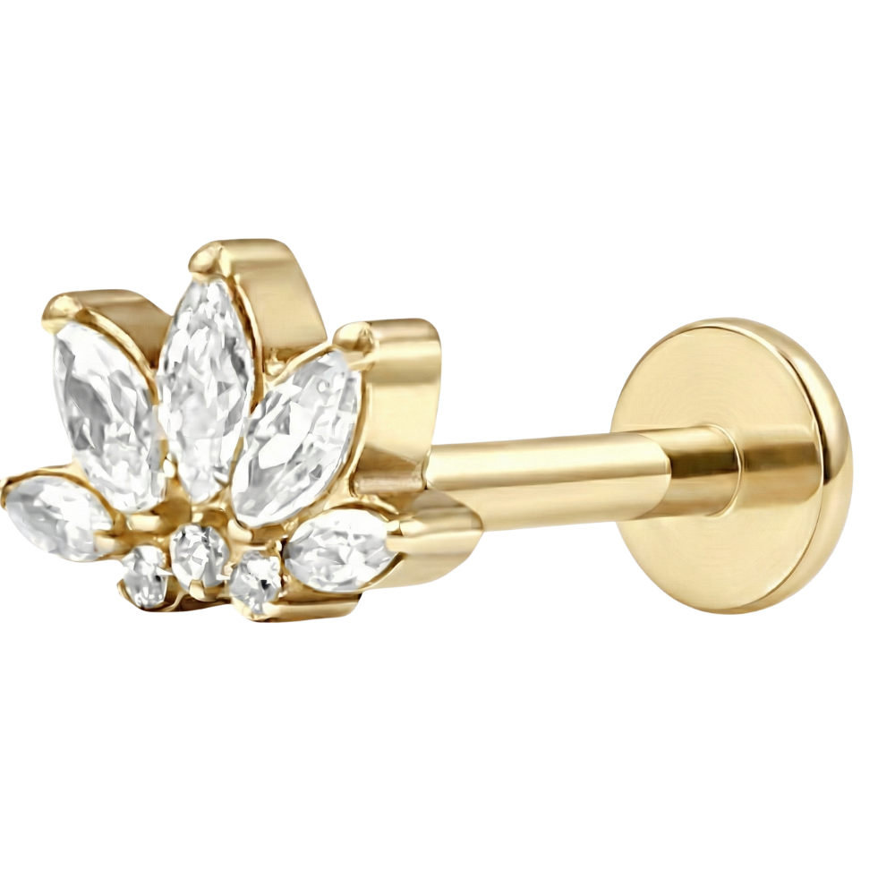 Labret Décoratif En Titane - Fleur De Lotus Avec Zircons