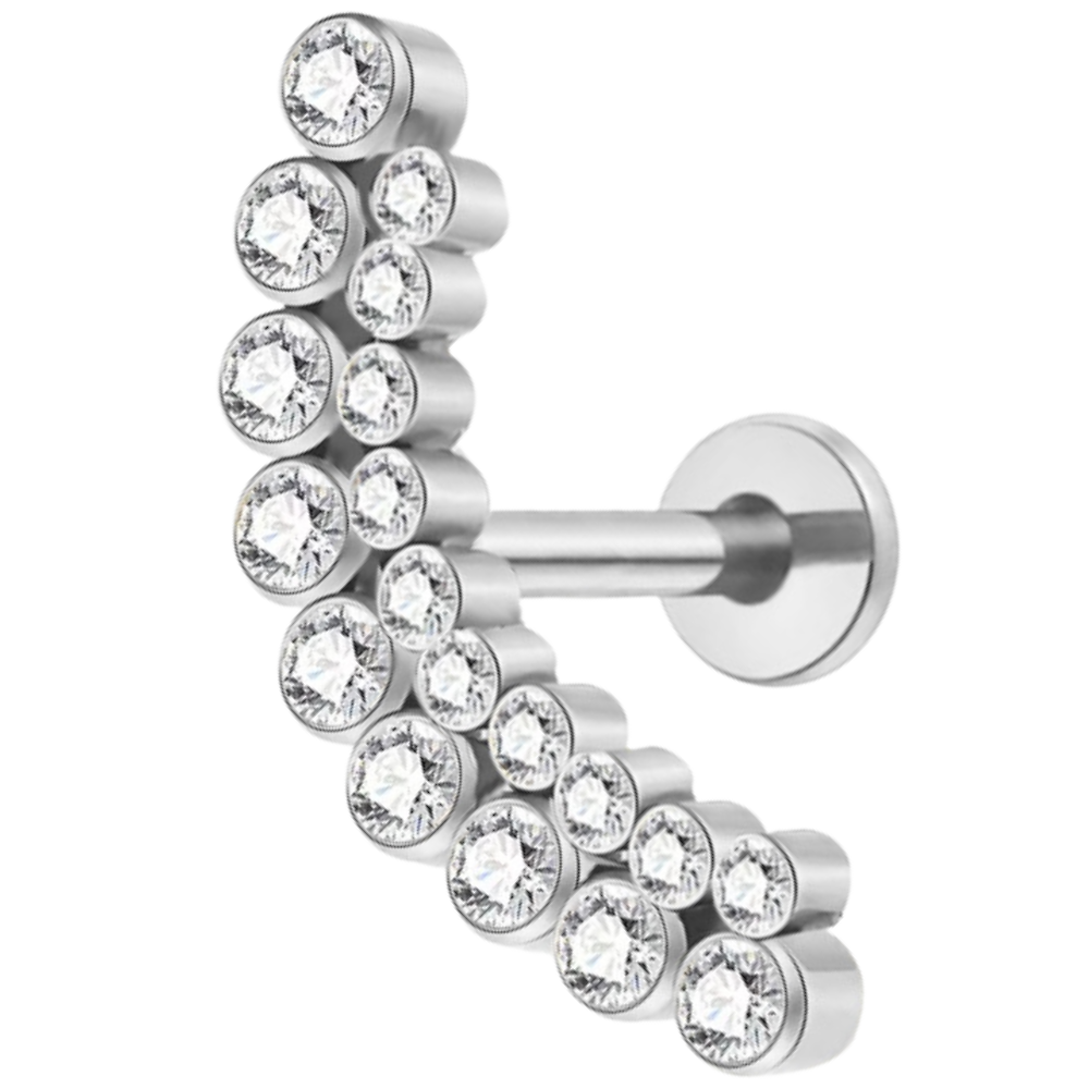 Labret Décoratif En Titane - Double Arceau Avec Zircones Cubiques