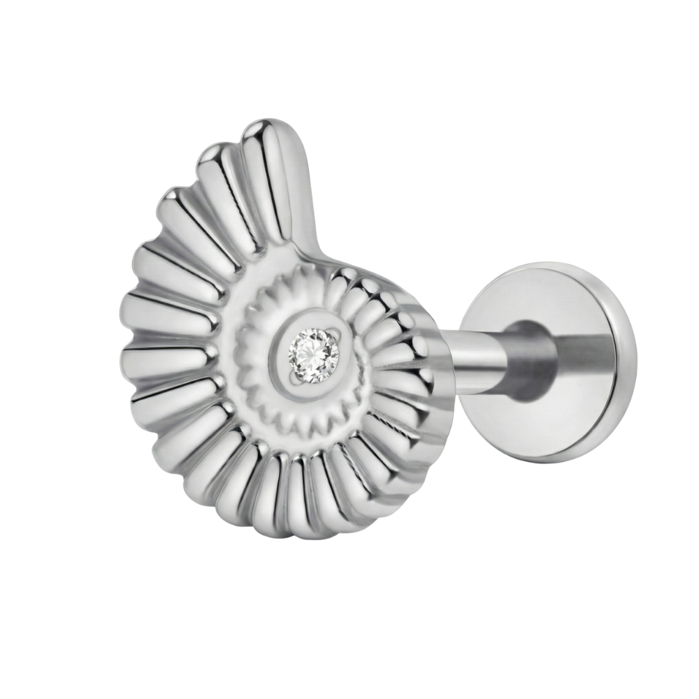 Titanium Decorative Labret - Shell with Cubic Zirconia