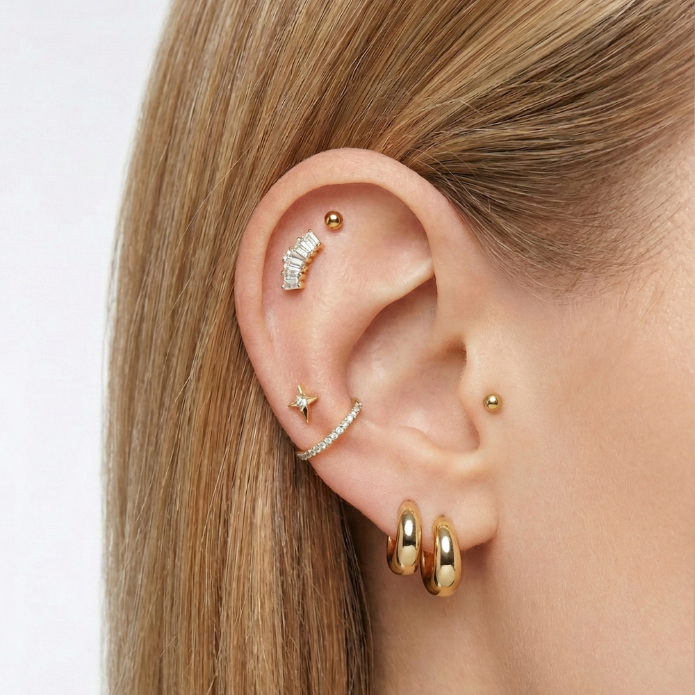 Labret Décoratif En Titane - Arc Avec Zircons