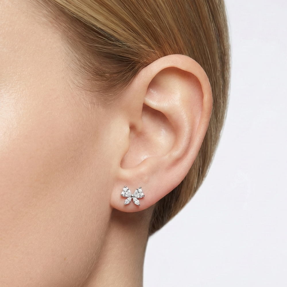 Titanium Decorative Labret - Bow with Cubic Zirconia