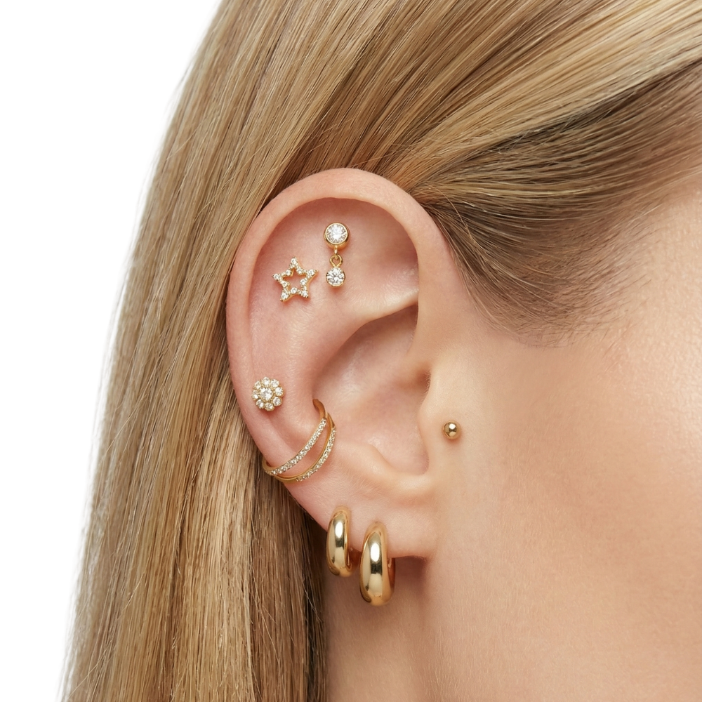 Labret Décoratif en Titane - Avec Pendentif et Zircons Cubiques