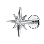 Labret Décoratif en Titane - Étoile Rayonnante Avec Zircone Cubique