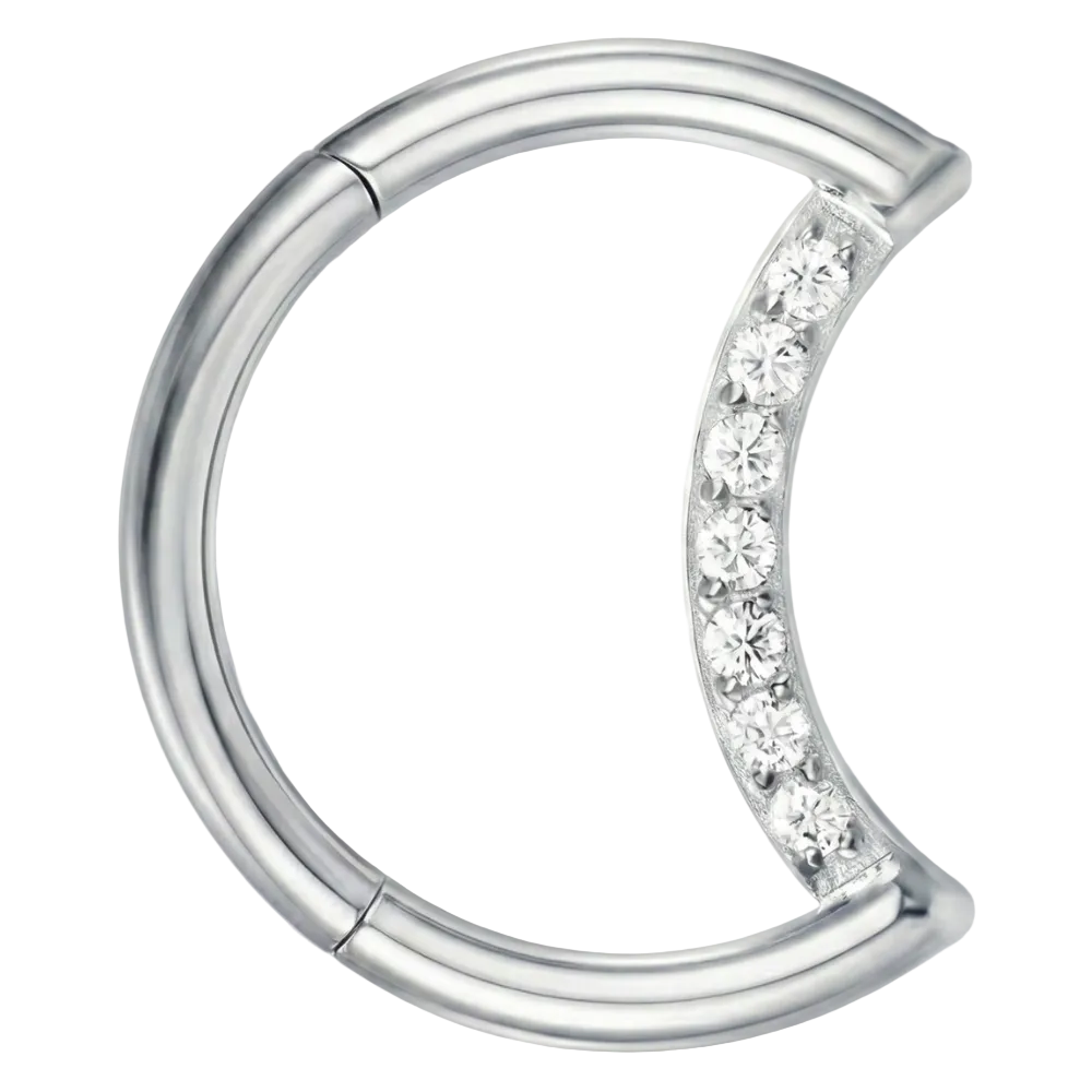 Clicker Segmenté Titane Avec Zircons - Lune - Piercing Planet