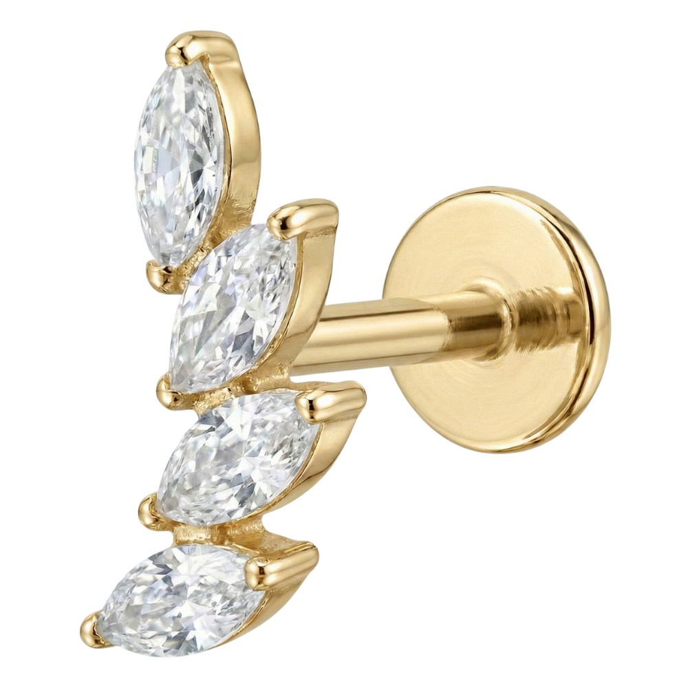 Decorative Titanium Labret - Branch with Cubic Zirconia