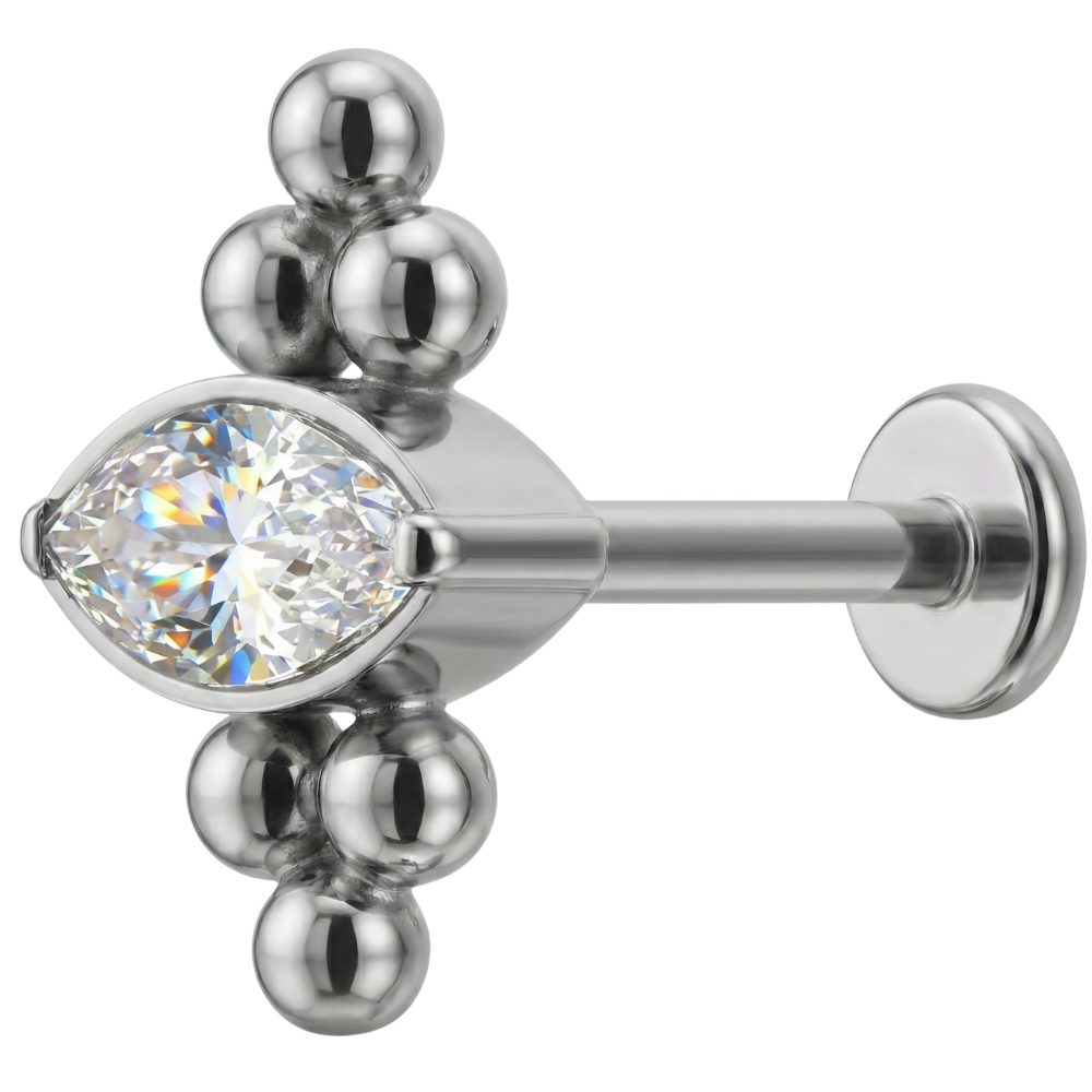 Titanium Decorative Labret - Cubic Zirconia With Balls