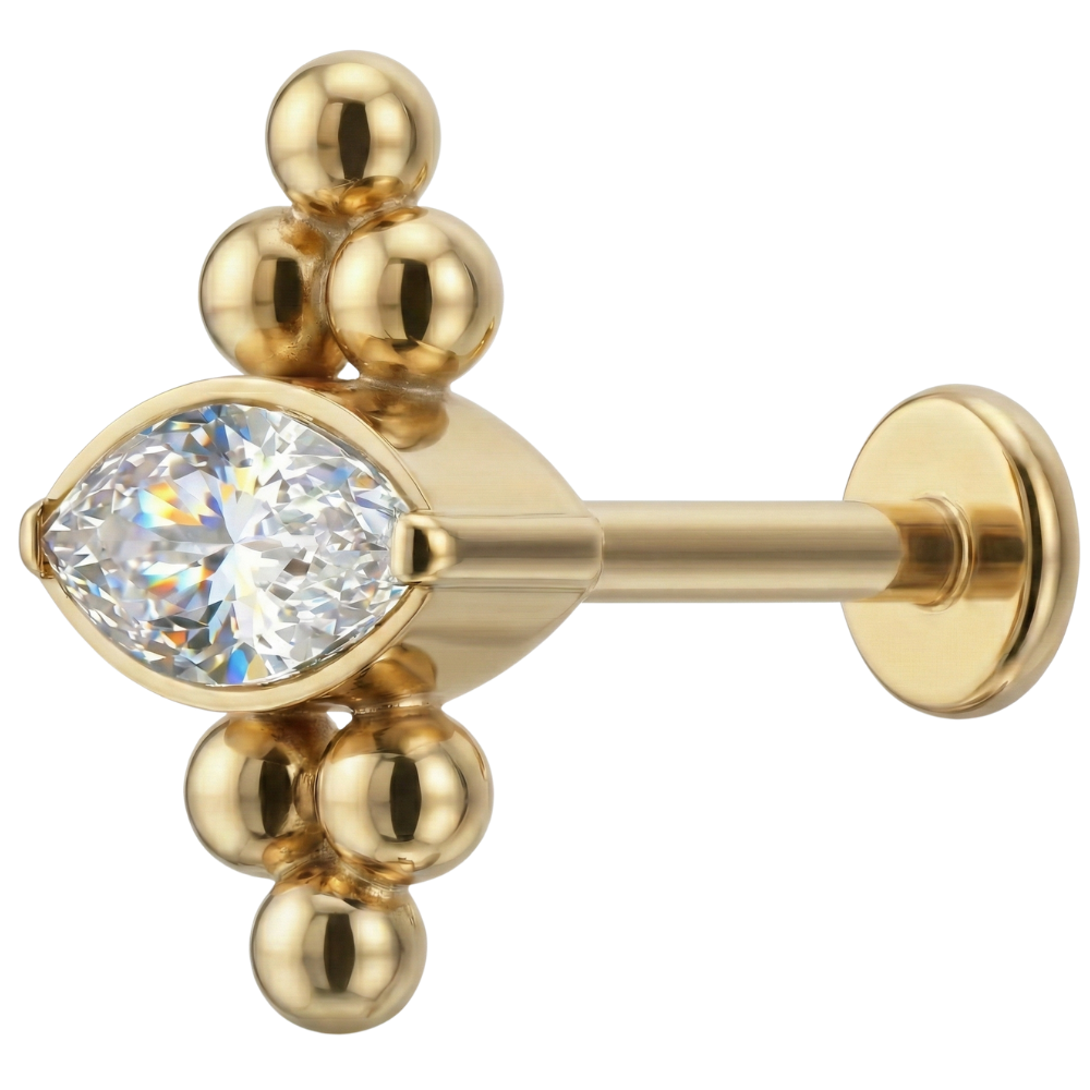 Titanium Decorative Labret - Cubic Zirconia With Balls