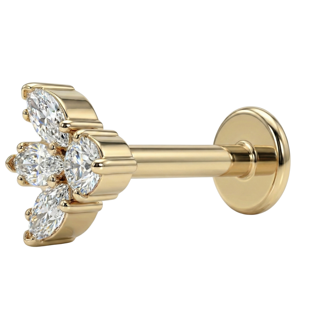 Titanium Decorative Labret - Lotus with Cubic Zirconia